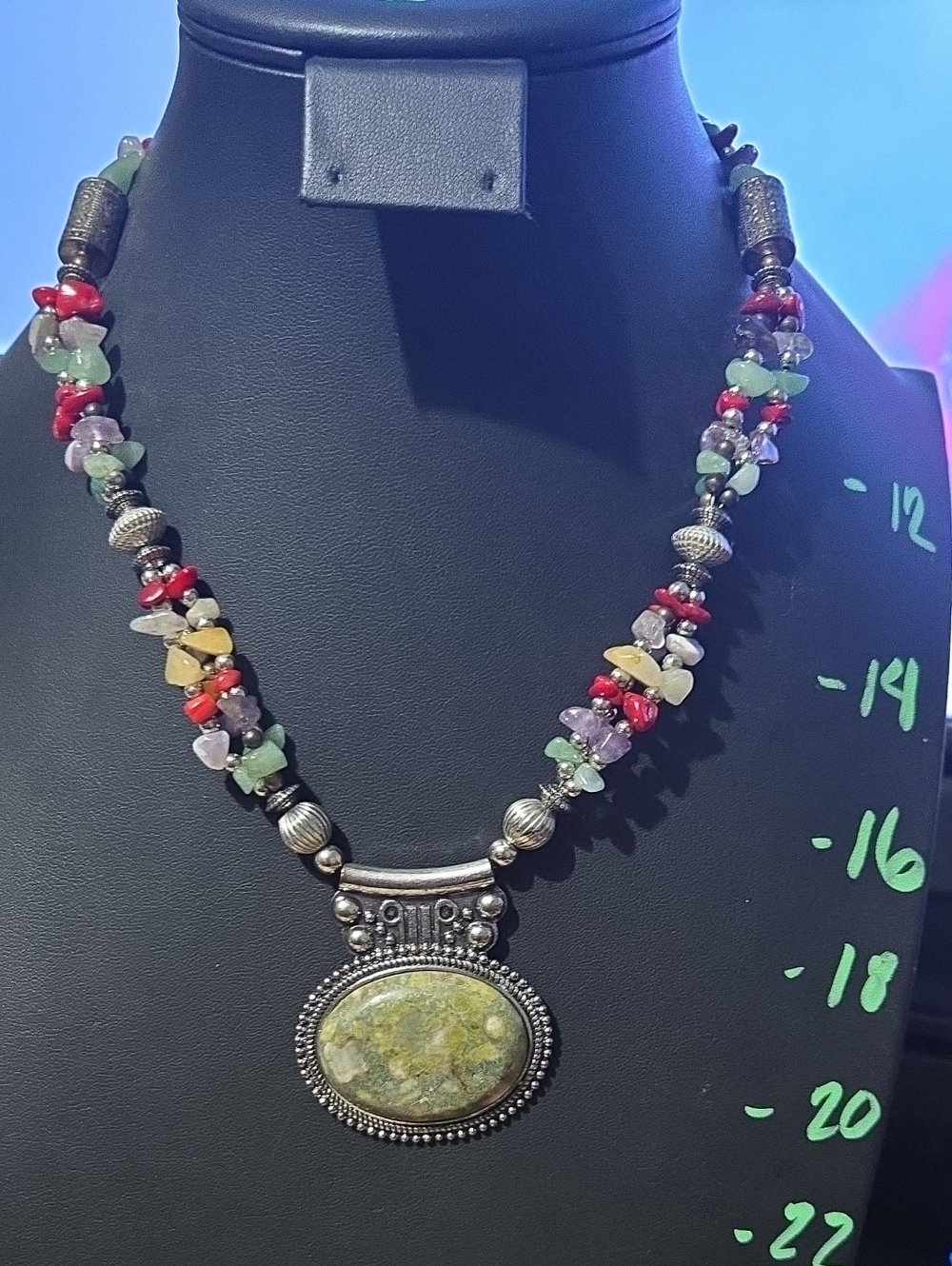 NOT FOR SALE Multi-Color Beaded Semi-Precious Stone Pendant Necklace